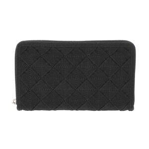 BOTTEGA VENETA Black Nylon Zip Around Long Wallet